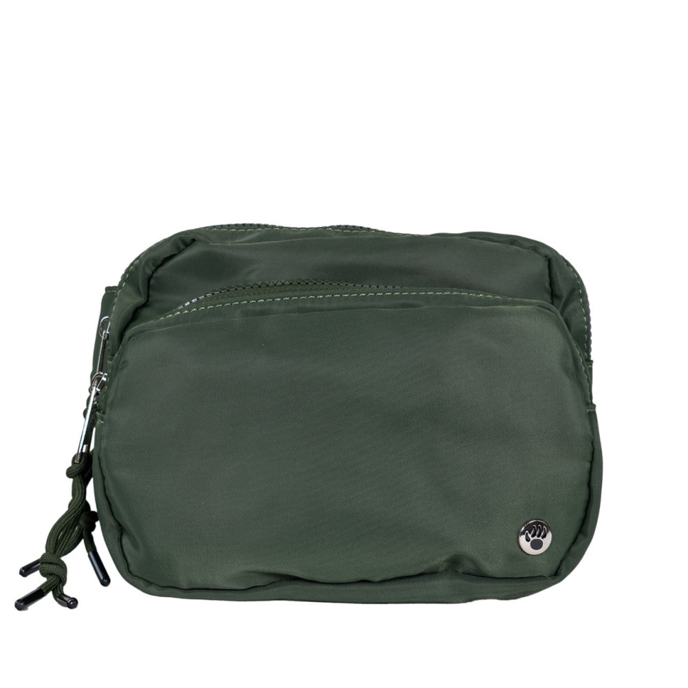Bearpaw Square Double Zip Waist Bag/Sling Olive