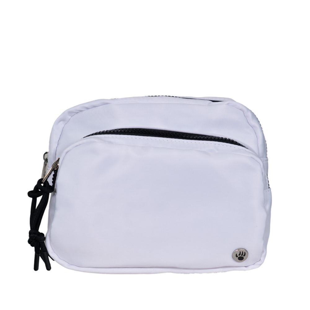 Bearpaw Square Double Zip Waist Bag/Sling White/Black